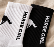 Close-up of white and black Iconic Horse Girl Boot Socks
